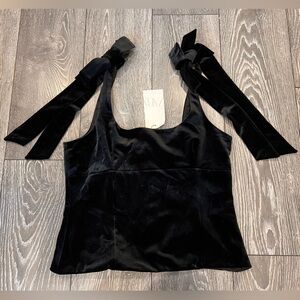 Zara black velvet top with Bows - Brand new with tags